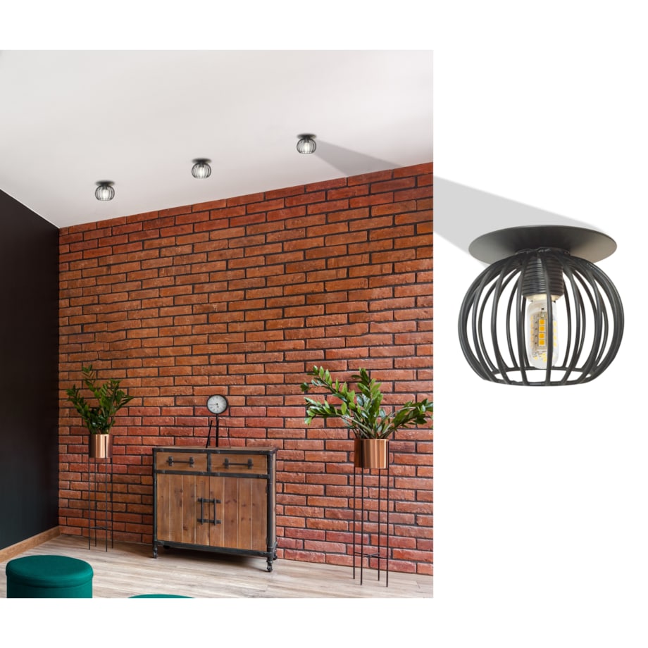 Druciana lampa podtynkowa Czarny koszyk wpuszczana do holu