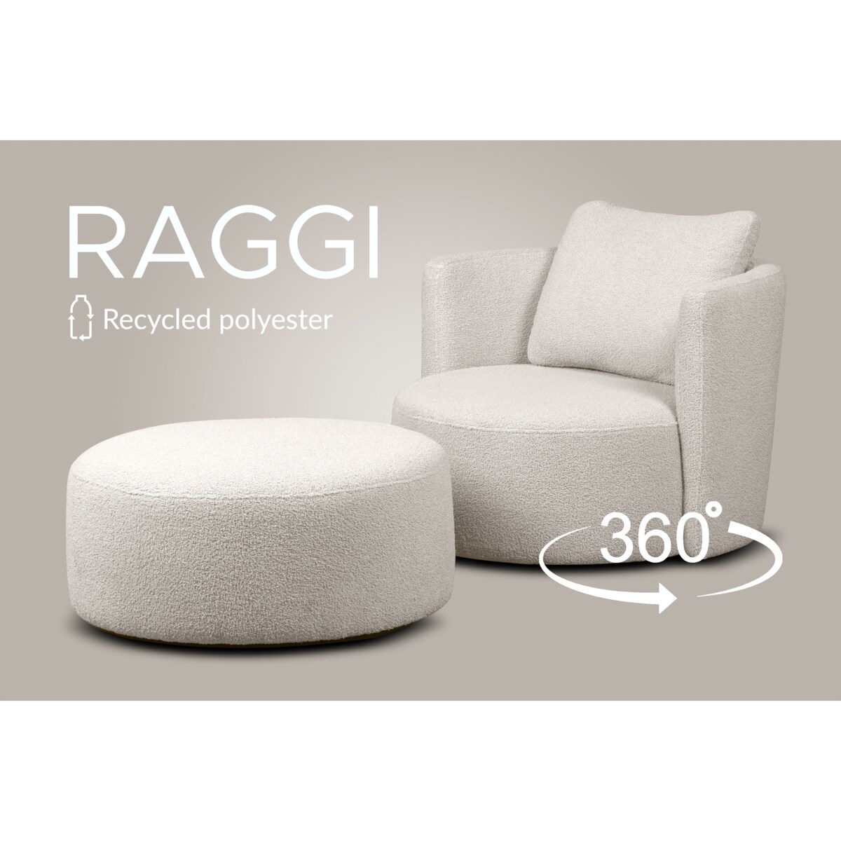 KONSIMO RAGGI Puf baranek baranek biały baranek