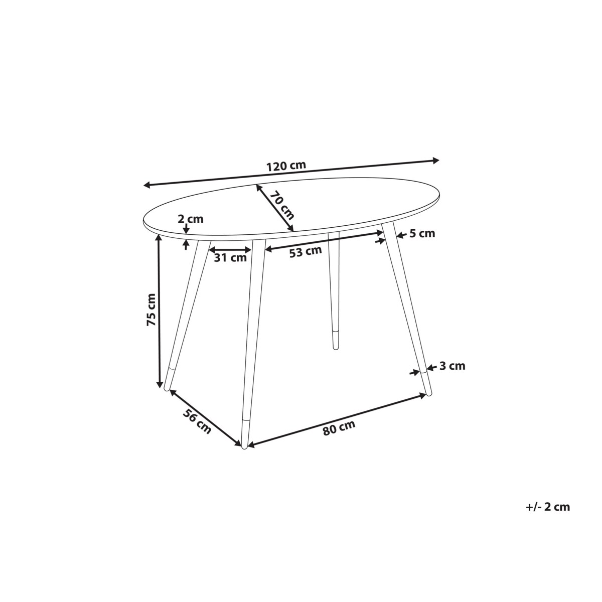 Stół do jadalni owalny 120 x 70 cm efekt marmuru z białym GUTIERE