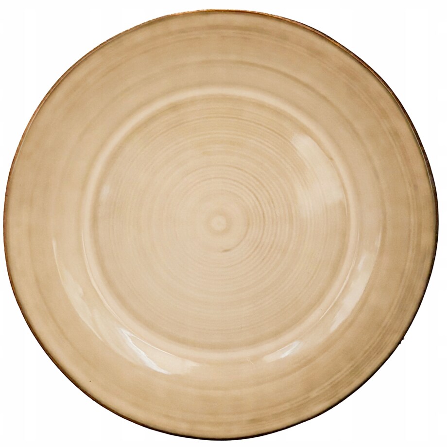 TALERZ DESEROWY BEŻOWY 20cm ceramiczny okrągły talerzyk serwis obiadowy