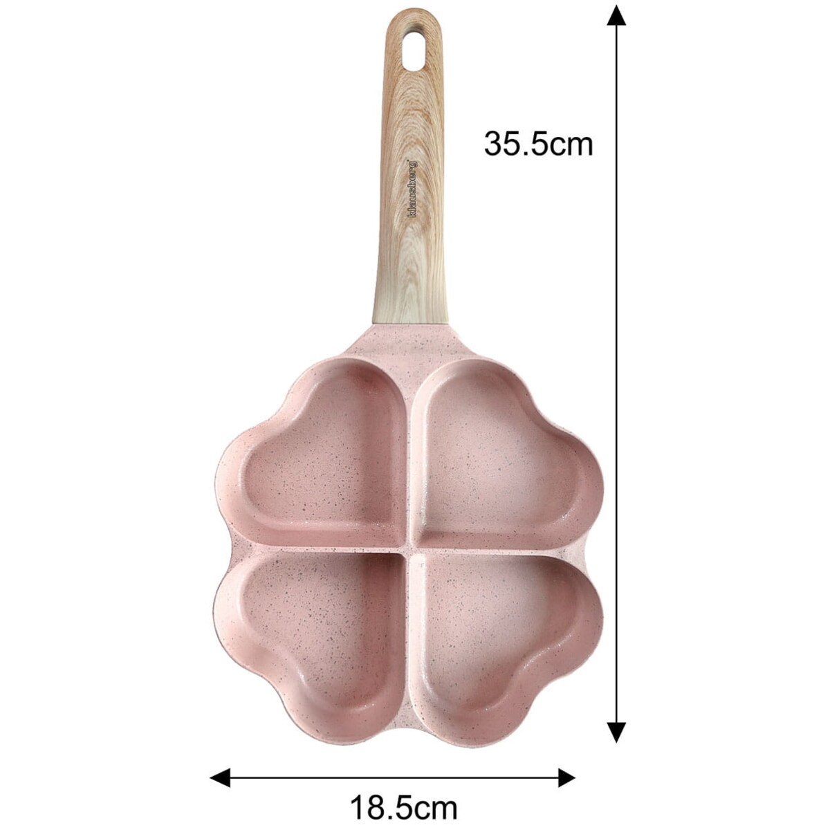 Patelnia marmurkowa 4 w 1 serca do naleśników jajek placków pancake 19x19cm RÓŻOWA KLAUSBERG