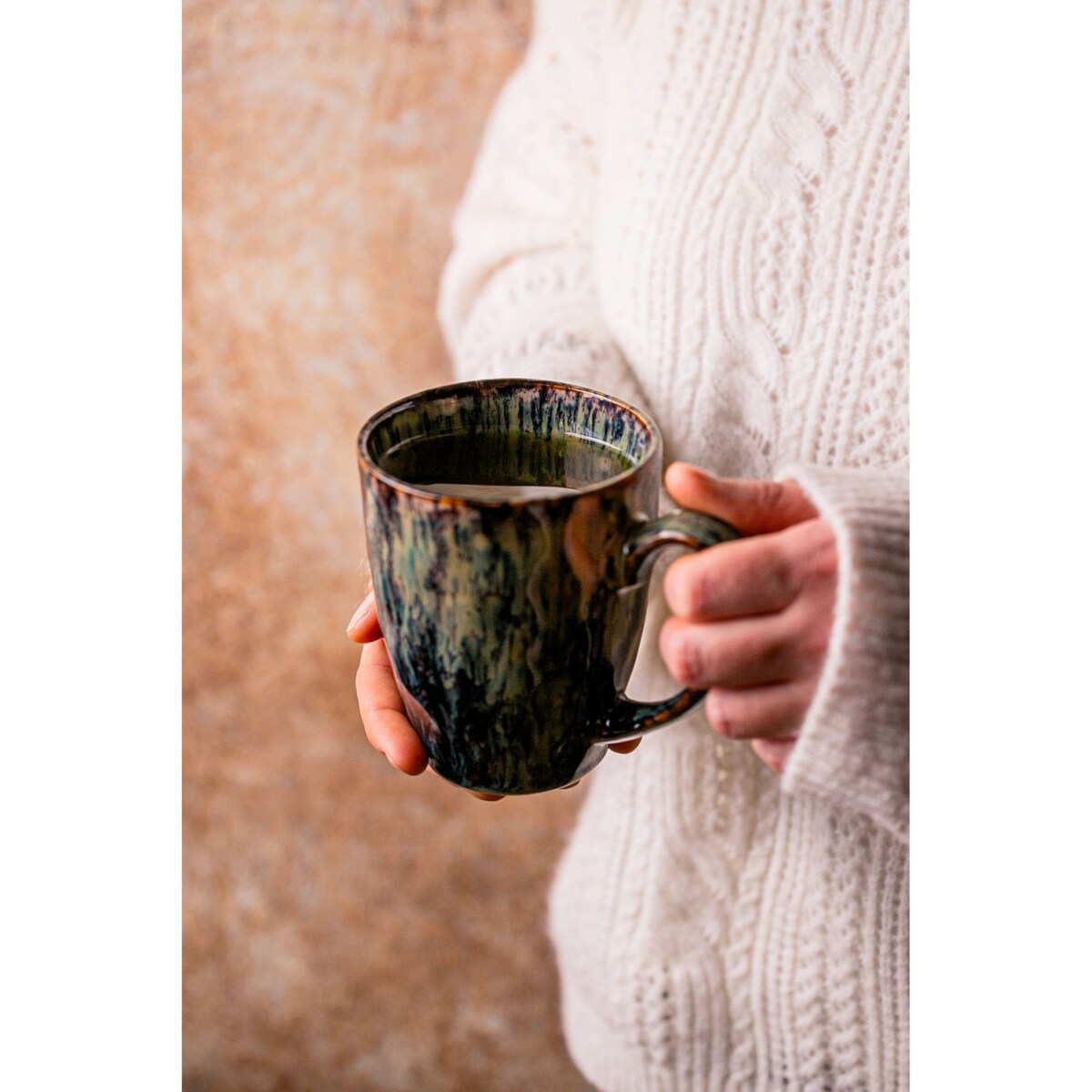 Zestaw kubków Kasai żółto-zielony dla 12 osób Nowoczesny Do zmywarki Komplet