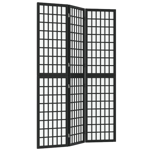 vidaXL Składany parawan 3-panelowy, styl japoński, 120x170 cm, czarny