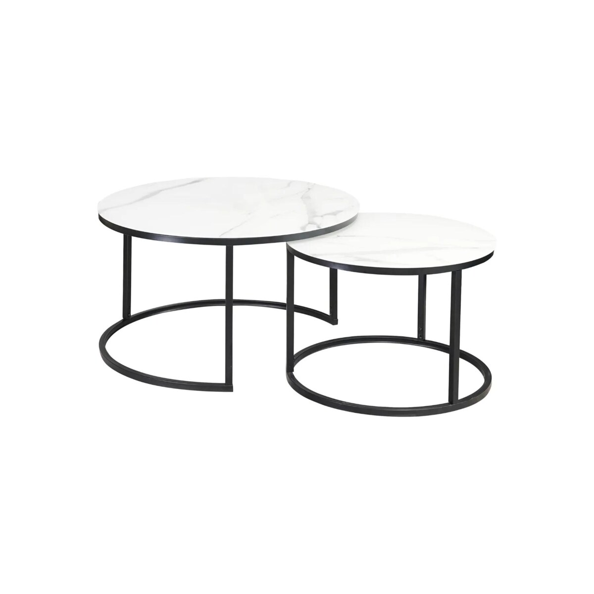 Zestaw 2 ław ATLANTA C biały marmur/czarny mat