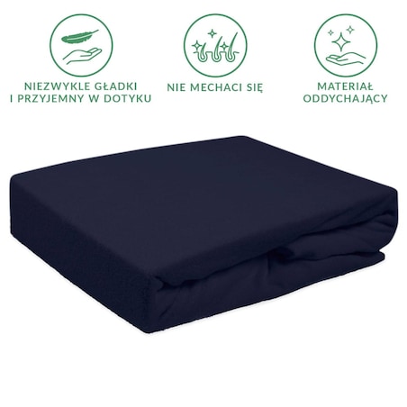 Prześcieradło frotte z gumką 180x200 kolor ciemny granat