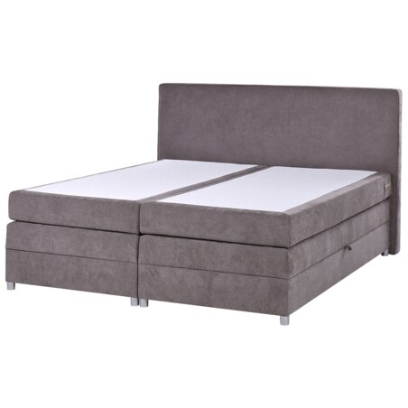 Łóżko kontynentalne z pojemnikami 180 x 200 cm beżowoszare MINISTER