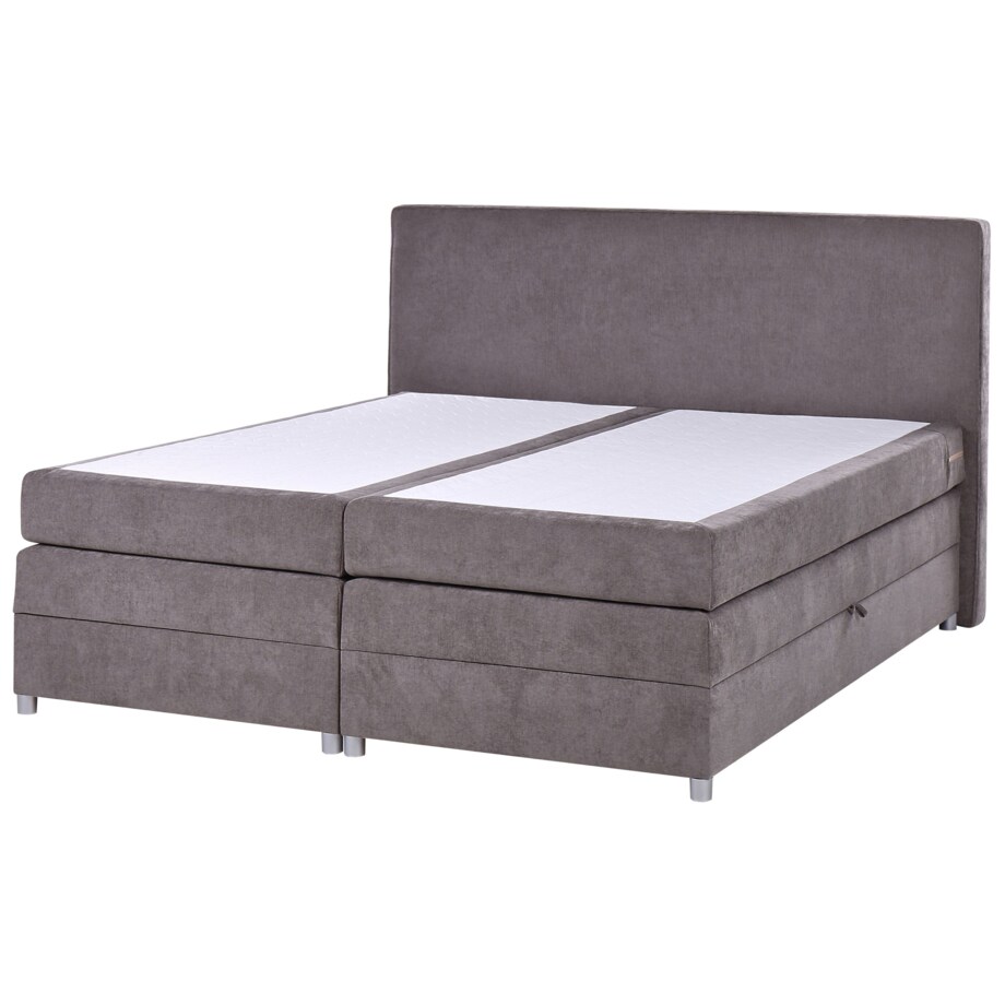 Łóżko kontynentalne z pojemnikami 180 x 200 cm beżowoszare MINISTER