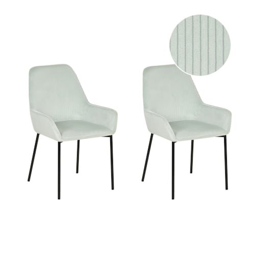 Zestaw 2 krzeseł do jadalni sztruksowy miętowy LOVERNA