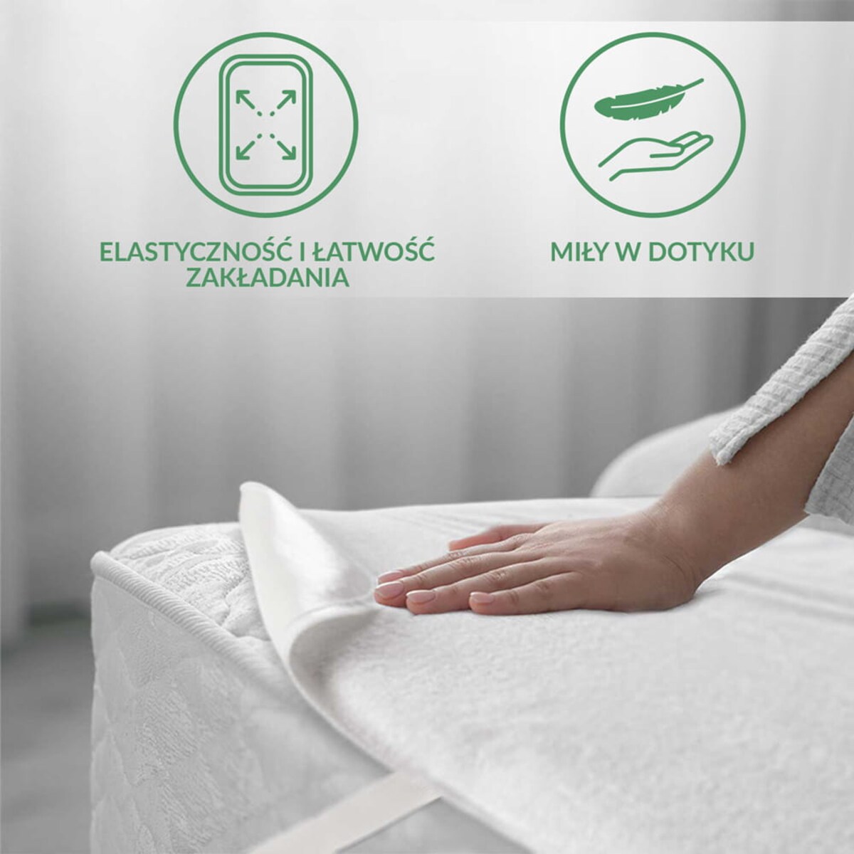 Ochraniacz na materac wodoodporny, rozmiar 200x220 Bonson kolor biały