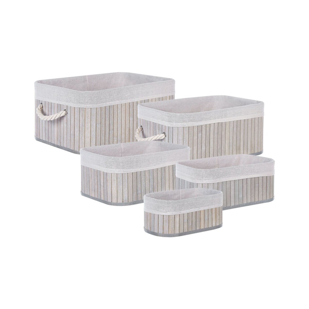 Zestaw 5 koszy bambusowych szary TALPE