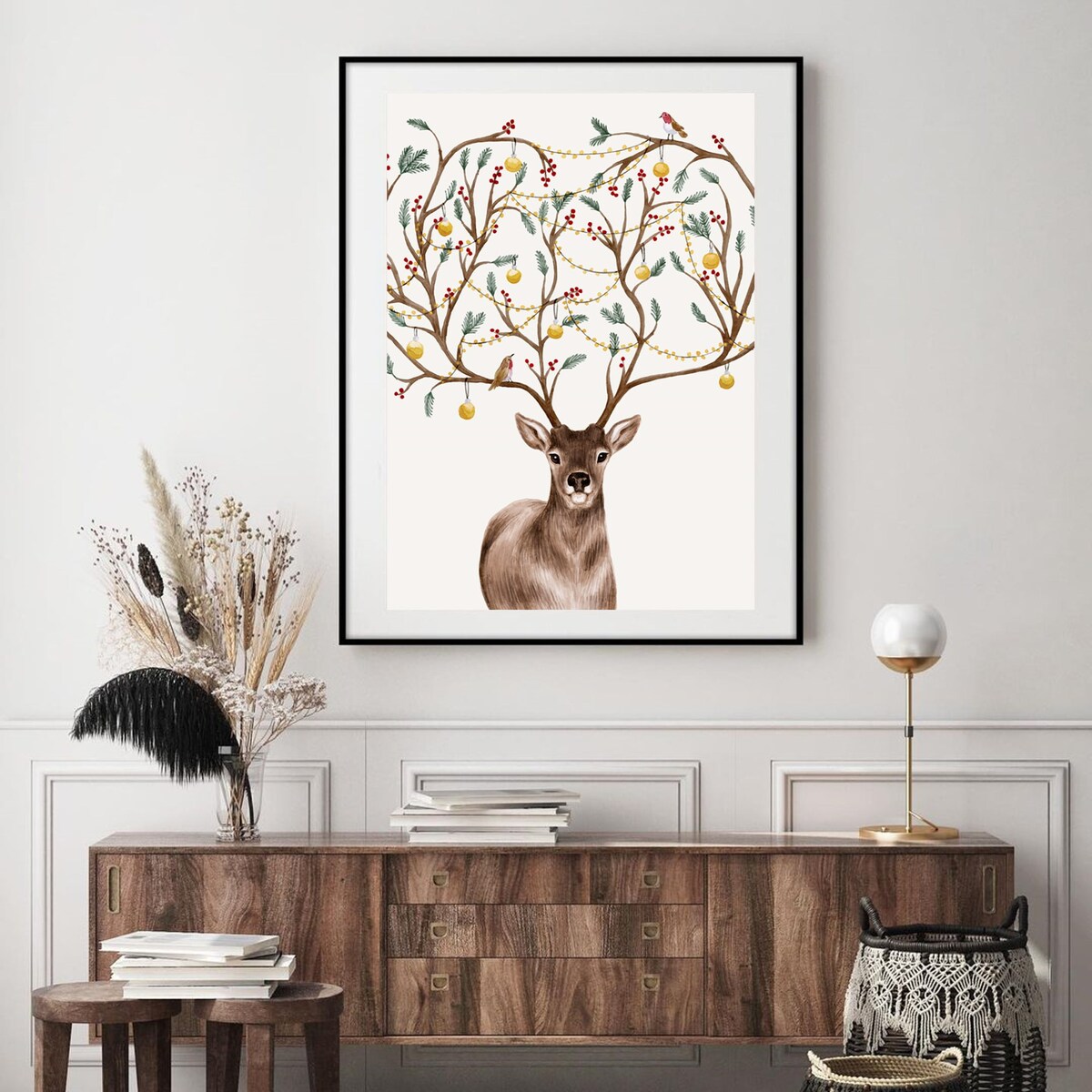 Poster Story, Plakat, Obraz - Jeleń z Lampkami, wymiary 60 x 84 cm