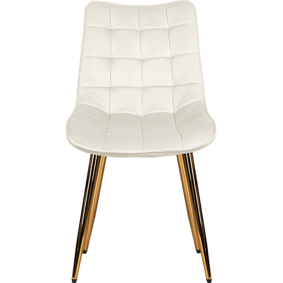 Krzesło tapicerowane welurowe beżowe pikowane glamour złote nogi