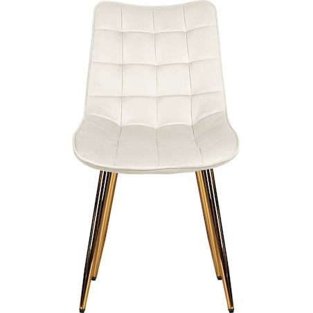 Krzesło tapicerowane welurowe beżowe pikowane glamour złote nogi