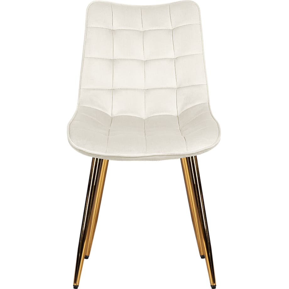 Krzesło tapicerowane welurowe beżowe pikowane glamour złote nogi