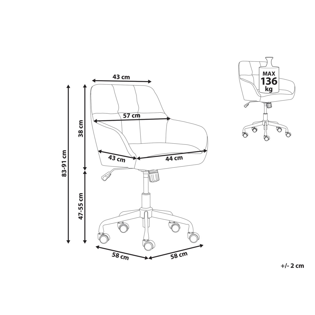 Krzesło biurowe Obrotowy PALMDALE Szary