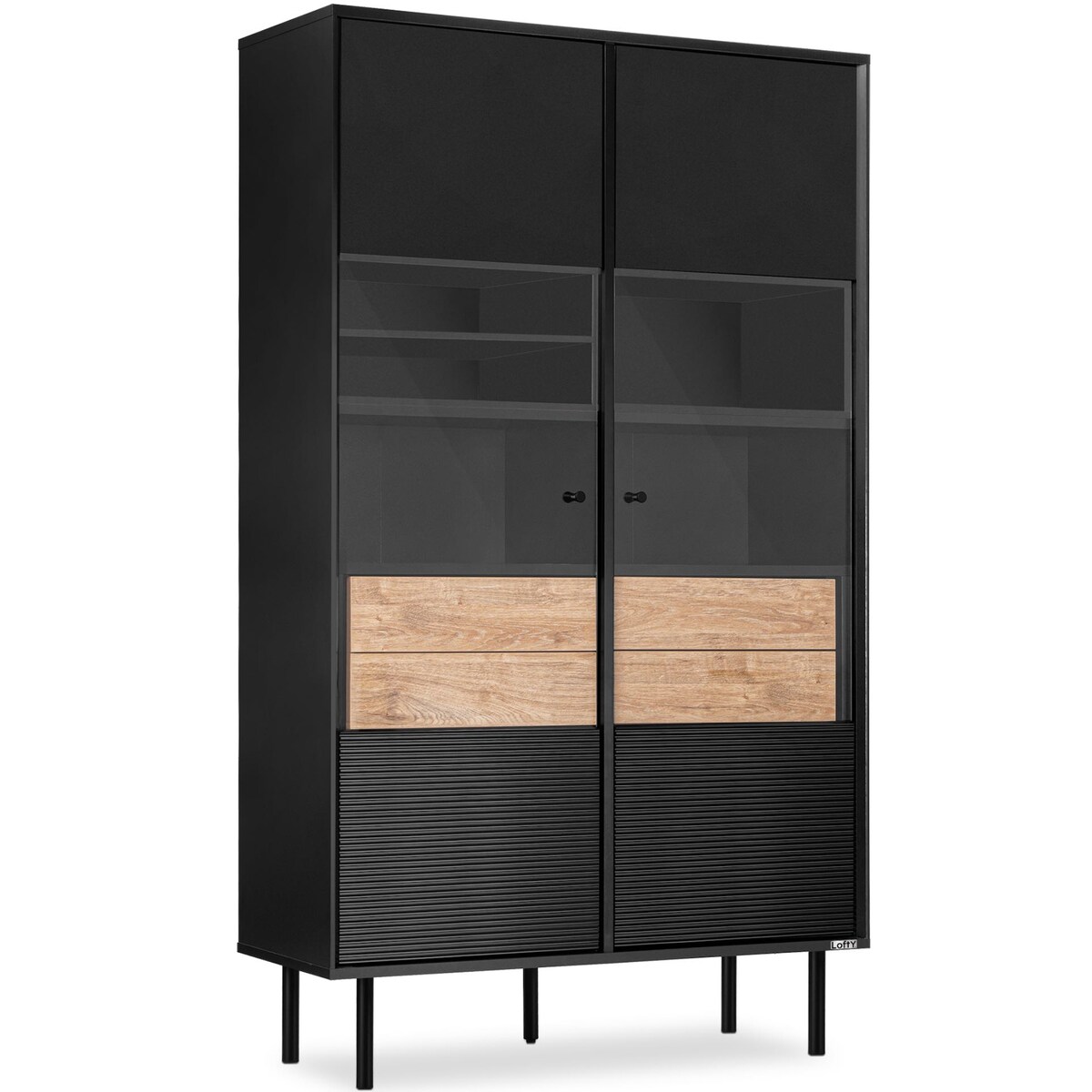 KONSIMO LOFTY Witryna z ryflowanym frontem w stylu loft