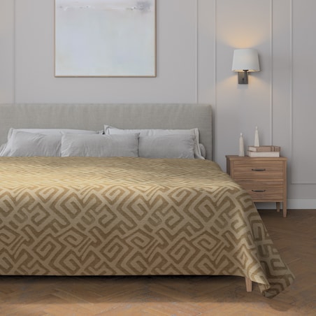 Pled narzuta 220x260cm 220x260 kawowe wzory na beżowym tle