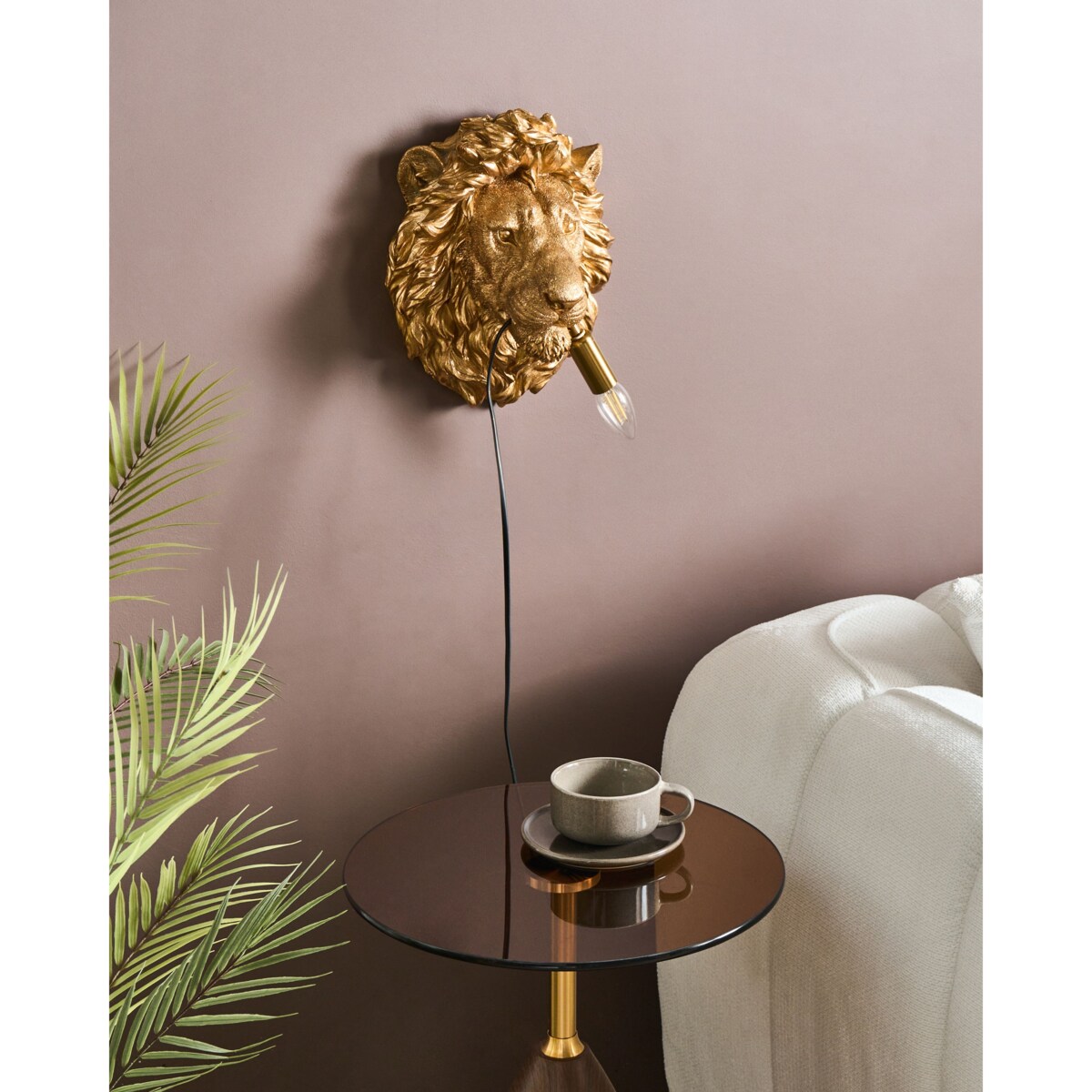 Lampa ścienna Lew SIMBA Złoty