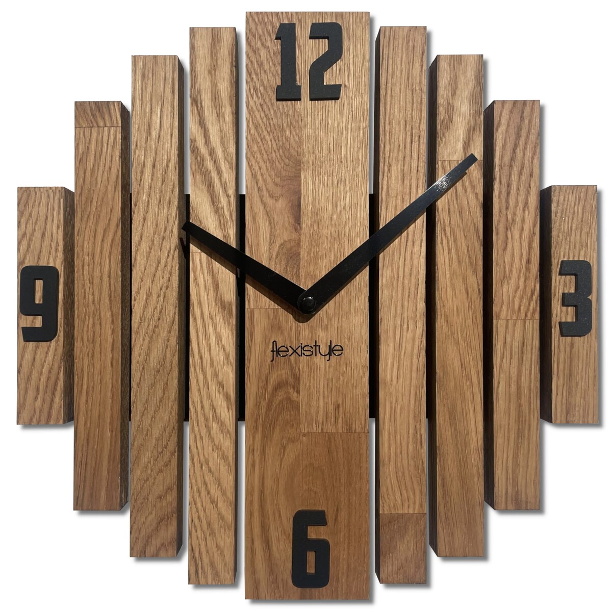 Zegar ścienny drewniany Symetria 30cm dębowy