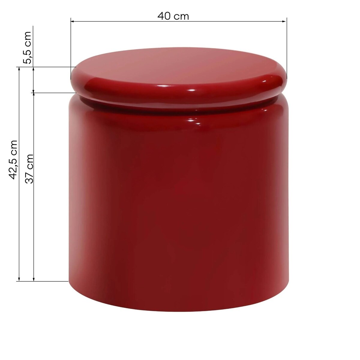 Stolik kawowy boczny Ø40 cm glossy 42,5x40x40 cm RULLO czerwony