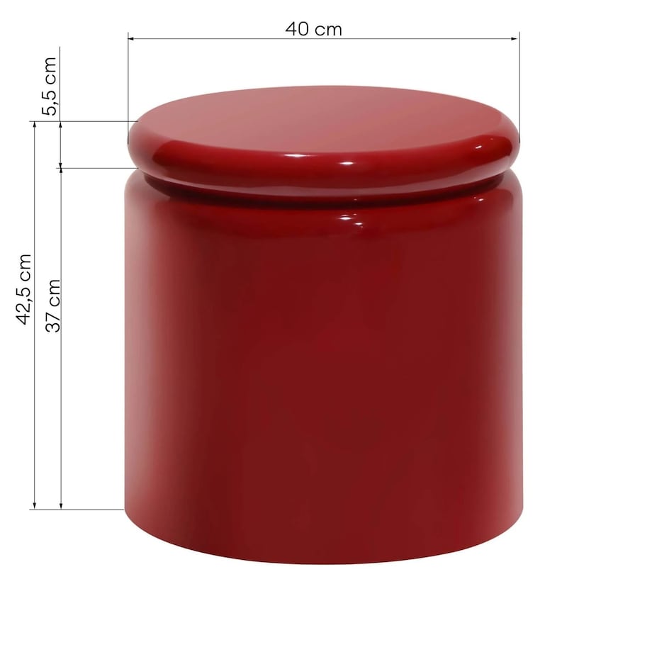 Stolik kawowy boczny Ø40 cm glossy 42,5x40x40 cm RULLO czerwony