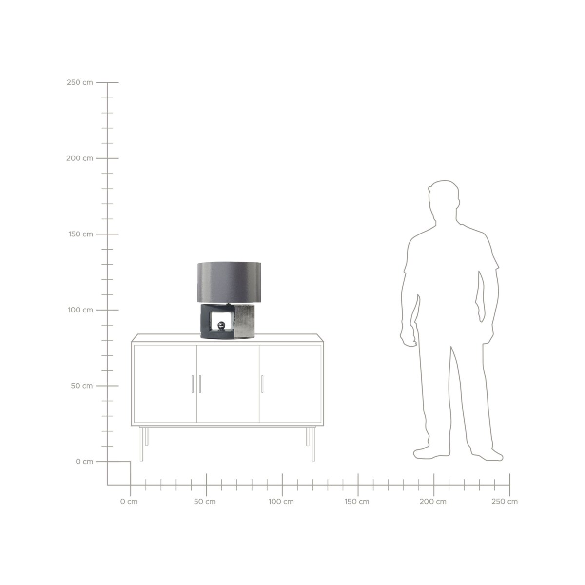 Lampka nocna porcelanowa szara DUERO