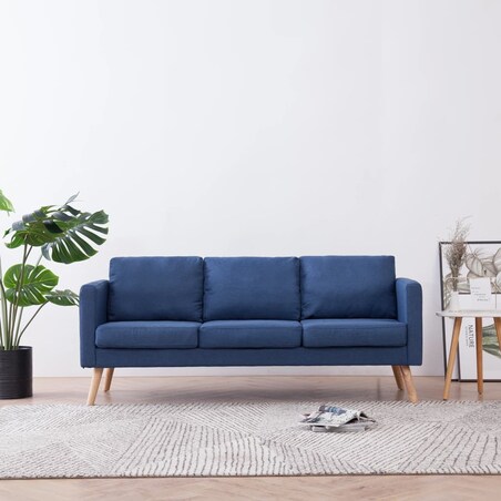 vidaXL 3-osobowa sofa tapicerowana tkaniną, niebieska