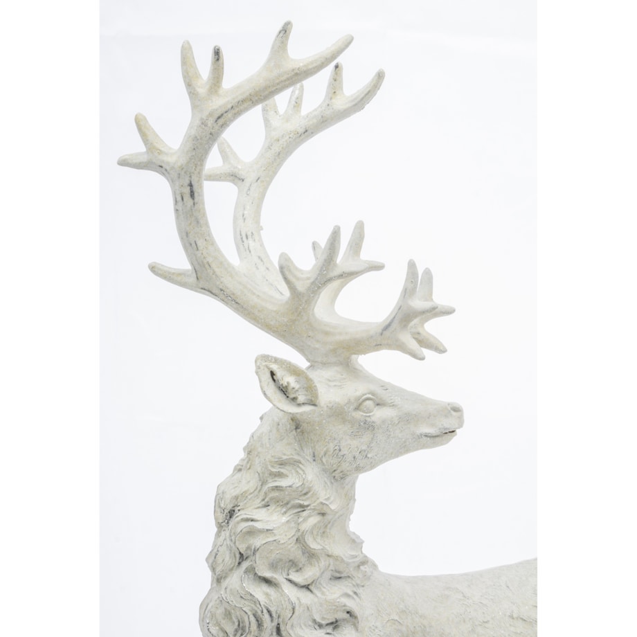 Dekoracja - figurka stojącego białego jelenia 53x30x16 cm KARGU-2 srebrny