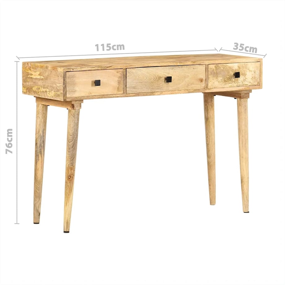 vidaXL Stolik konsola, 115x35x76 cm, lite drewno mango