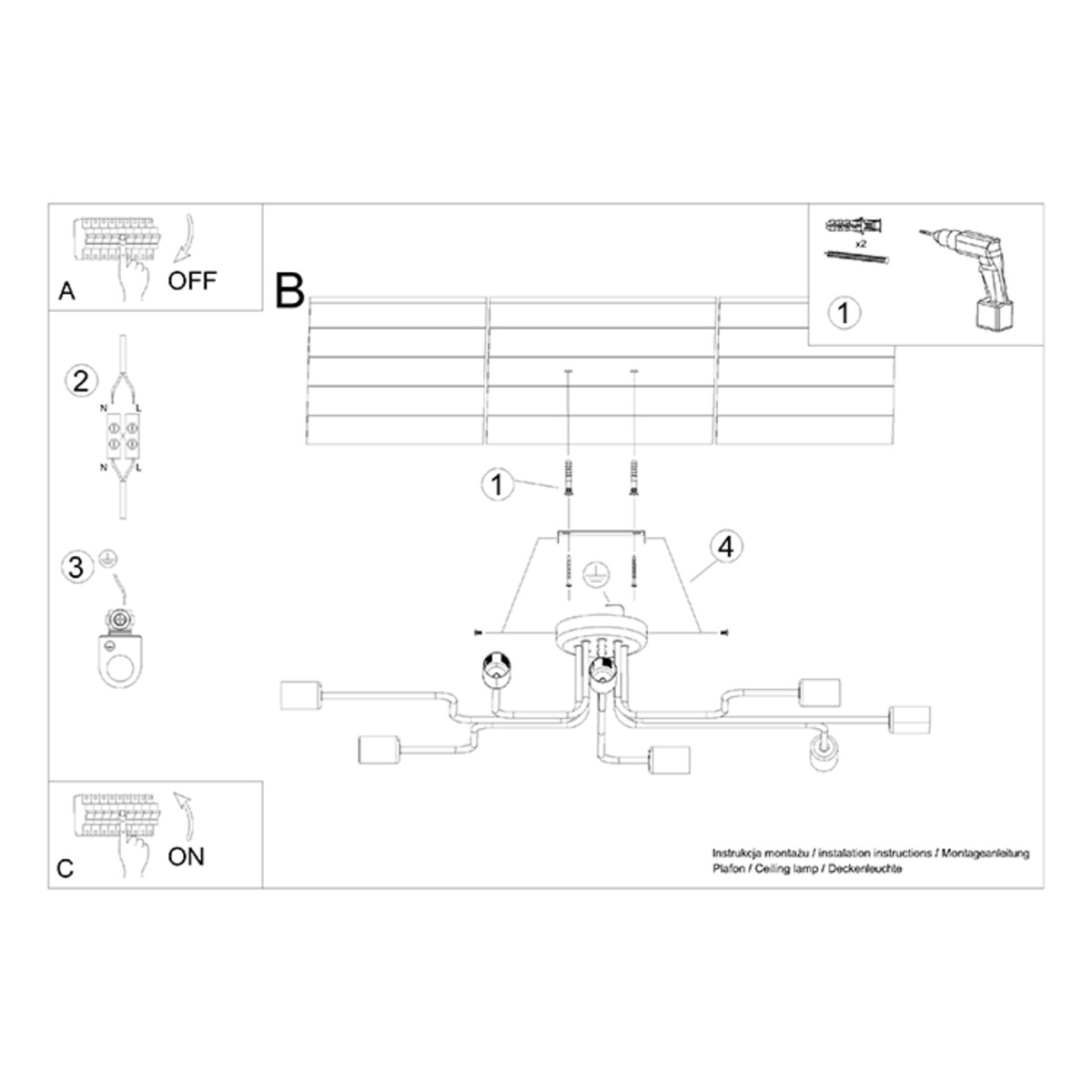 Żyrandol VECTOR 8 czarny