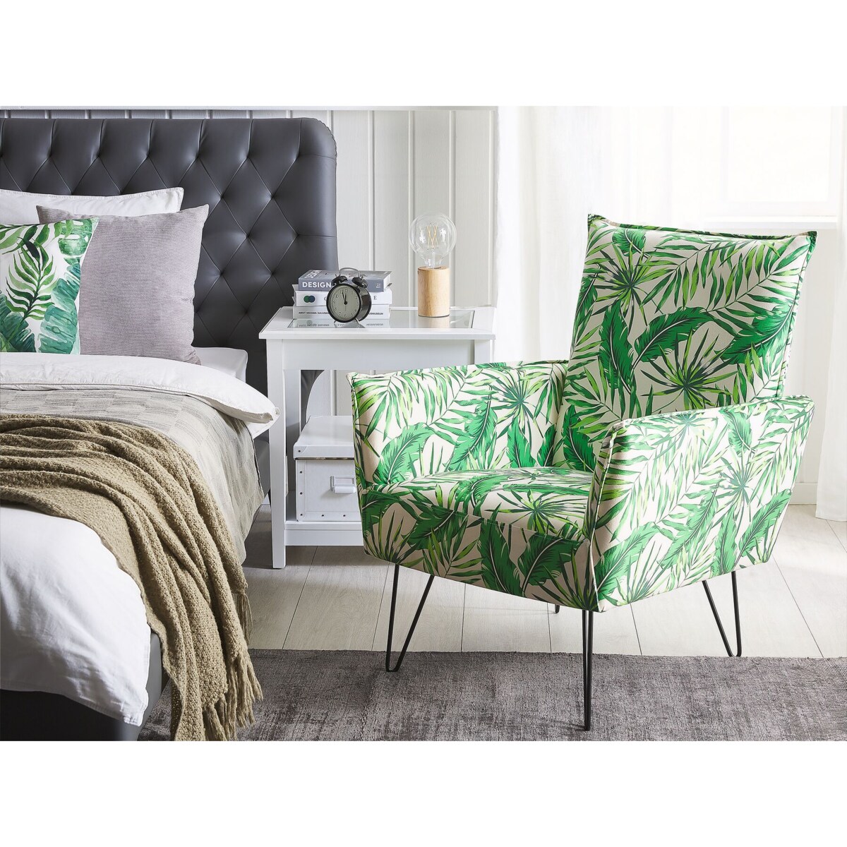 Fotel w liście biało-zielony RIBE