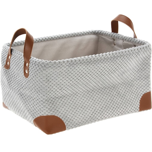 Koszyk do przechowywania, sztruks z uchwytami, 36 x 26 x 19 cm