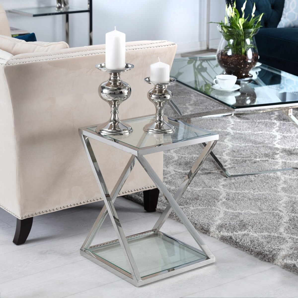 Stolik pomocniczy Shiraz silver 40x40x56cm, 40 x 40 x 56 cm