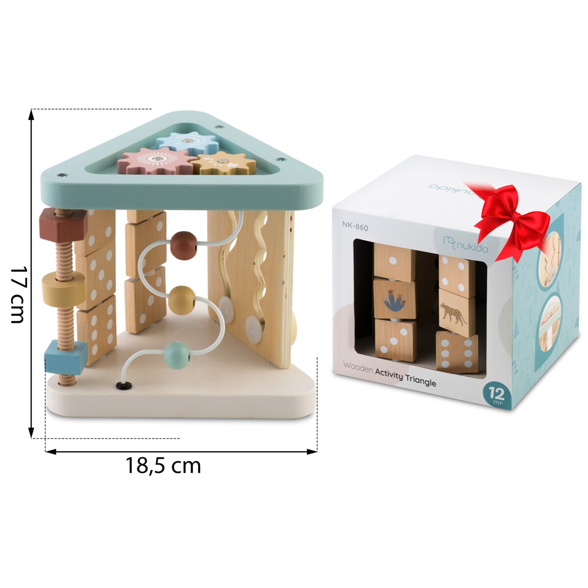 Zabawka drewniana sensoryczna kostka edukacyjna Nukido