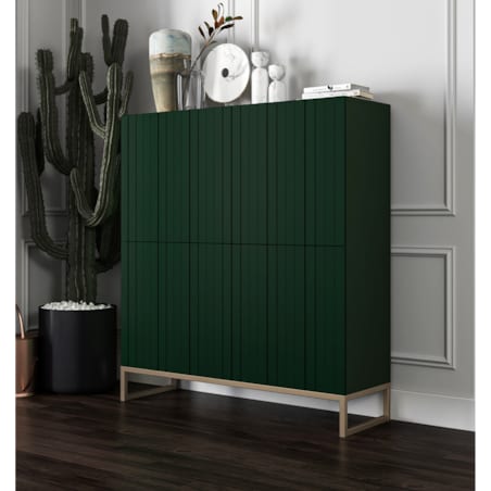 Komoda Glamour RTV Glamour Butelkowa Zieleń Ryflowane Fronty 112 cm