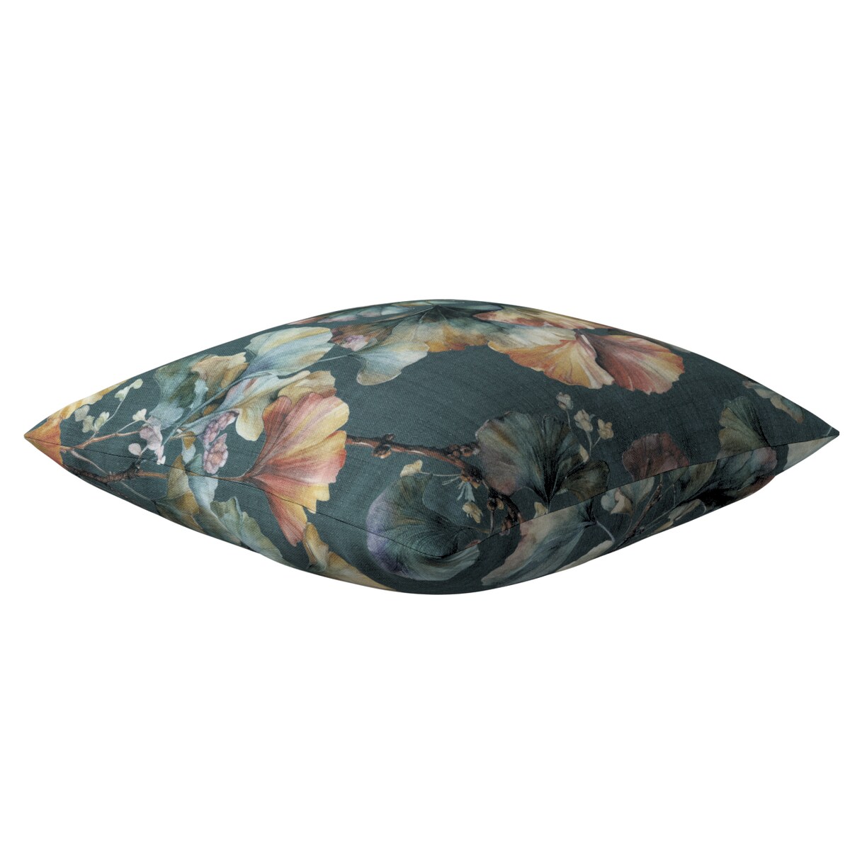 Poszewka Kinga na poduszkę 43x43 liście miłorzębu na granatowym tle