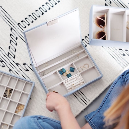 Szkatułka na biżuterię Stackers potrójna classic szaroniebieska