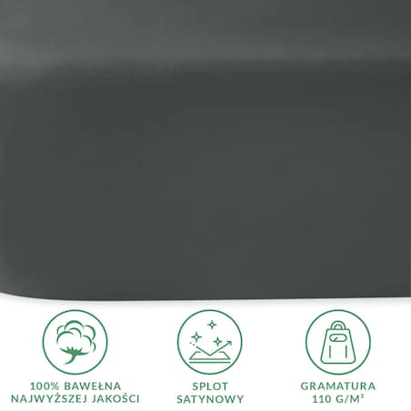 Prześcieradło satynowe bez gumki 200x220 kolor Szary