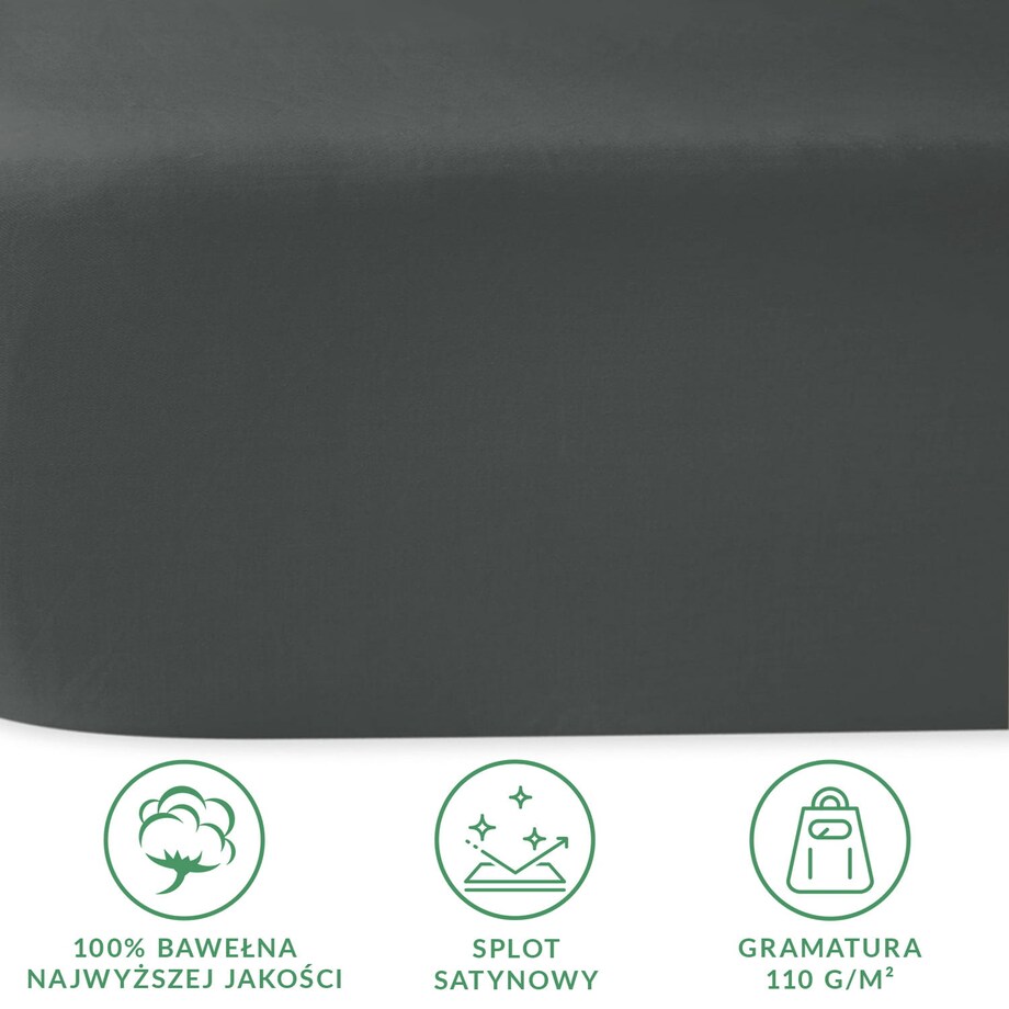 Prześcieradło satynowe bez gumki 200x220 kolor Szary