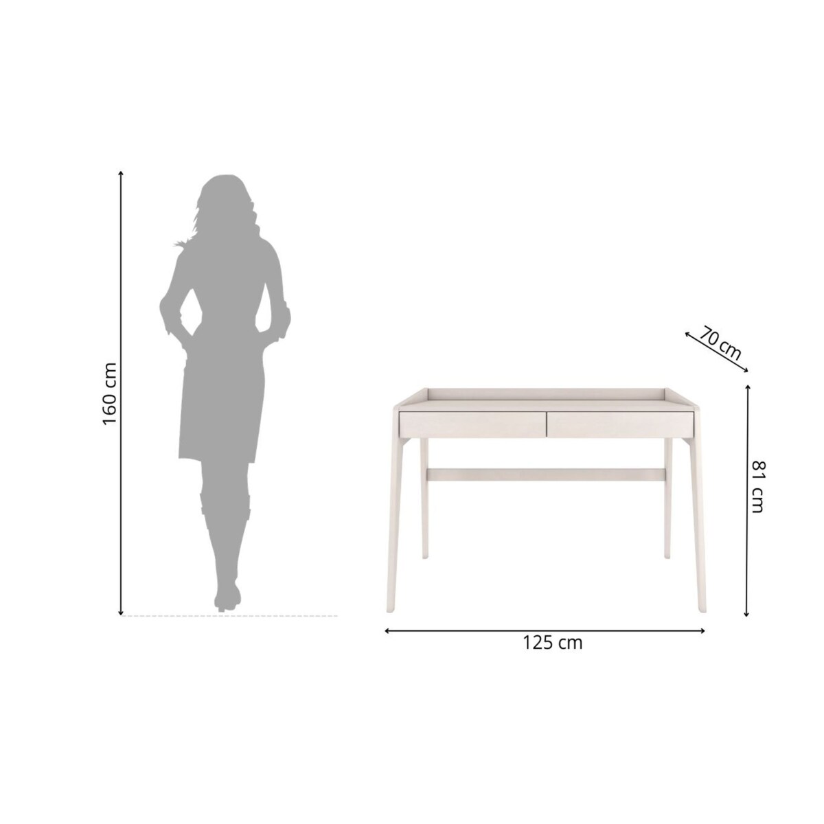 Drewniane bukowe biurko / toaletka z szufladami Visby LISA/ kolor biały