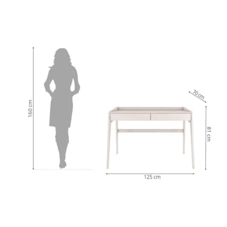 Drewniane bukowe biurko / toaletka z szufladami Visby LISA/ kolor biały