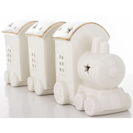 Dekoracja - ceramiczny pociąg LED 9x24x6 cm WHITE