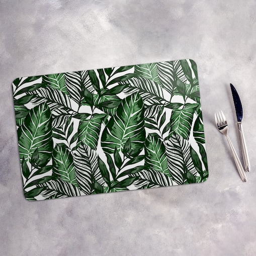 Komplet mat pod talerz Tropikalne liście, 6 szt. 45x30cm