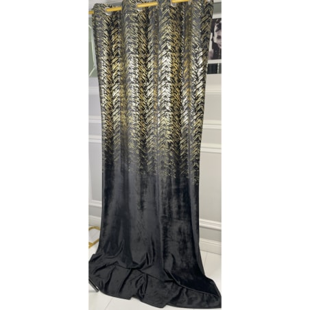 zasłona welurowa "velvet glow" złoty print 140x250 cm czarny
