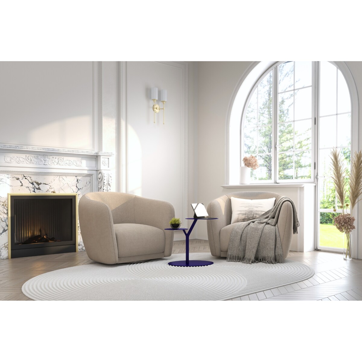 Stolik metalowy dwa blaty, kolor granat szlachetny