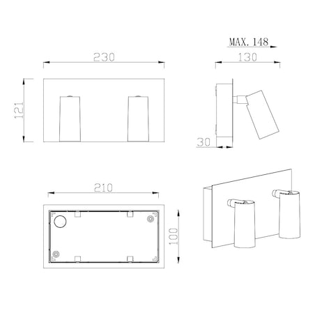 Elewacyjna LAMPA ogrodowa TUNGA 222960231 metalowa OPRAWA regulowany kinkiet LED 6W 3000K tuby loft IP54 białe, Trio