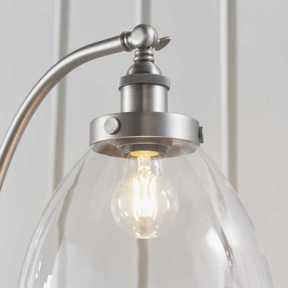 Pokojowa lampa podłogowa Hansen 91741 Endon srebrna przezroczysta