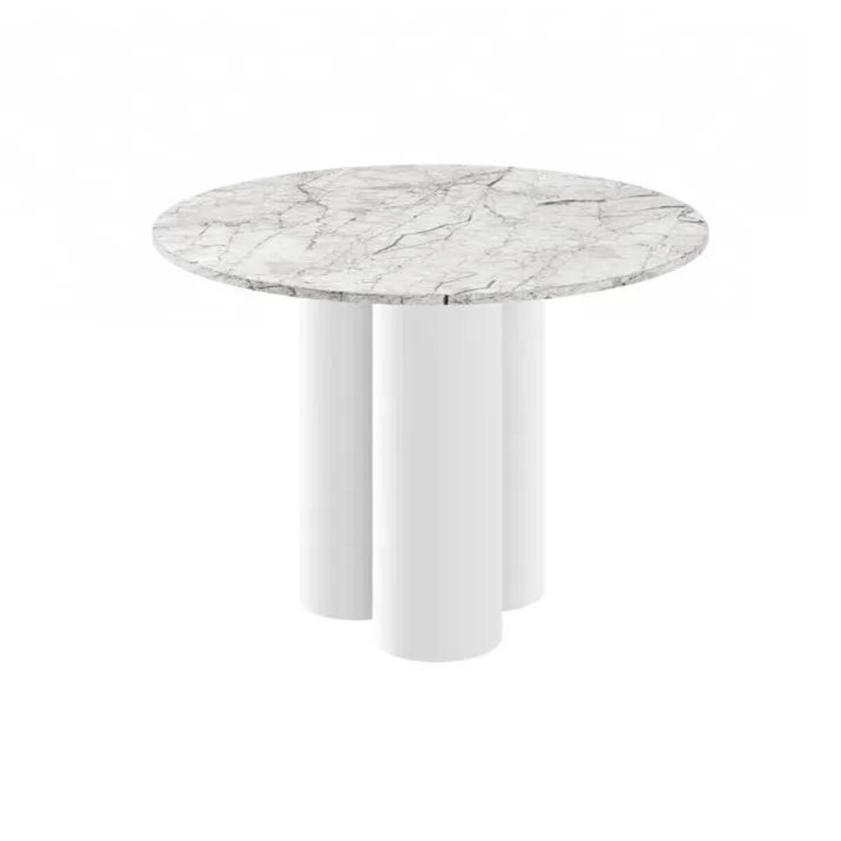 Stół okrągły RAVEO 100x100 biały marmur venatino/biały połysk