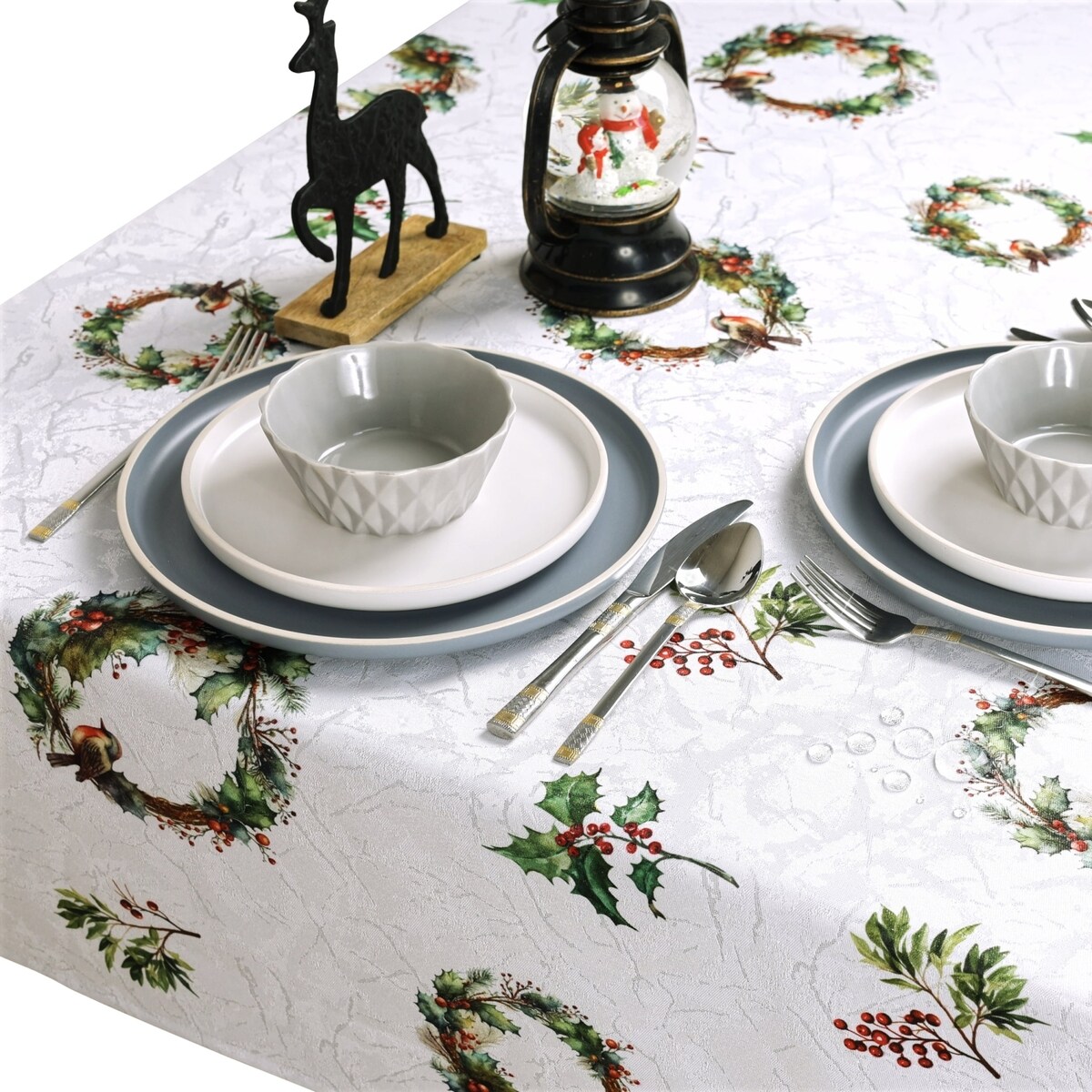 Obrus Jemioła i Wianki - 120x160 cm - wielokolorowy