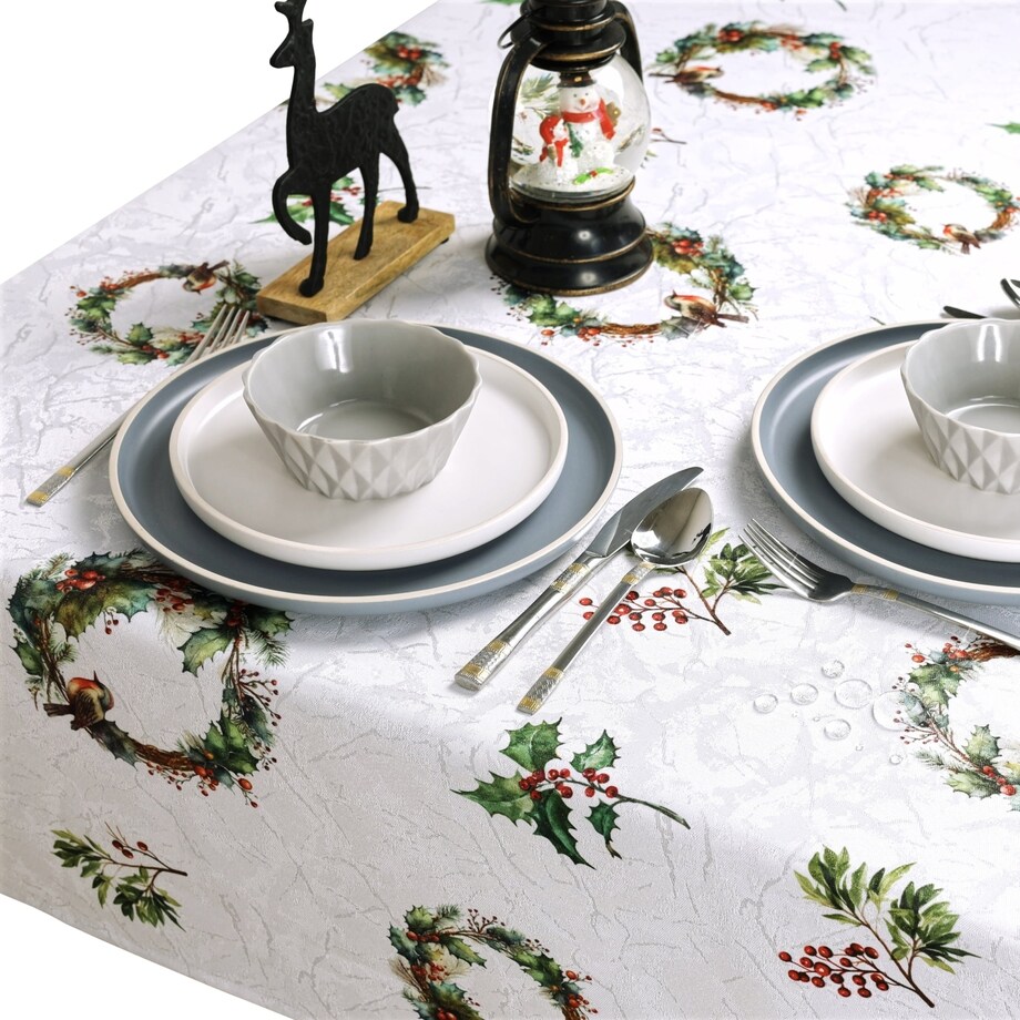 Obrus Jemioła i Wianki - 120x160 cm - wielokolorowy